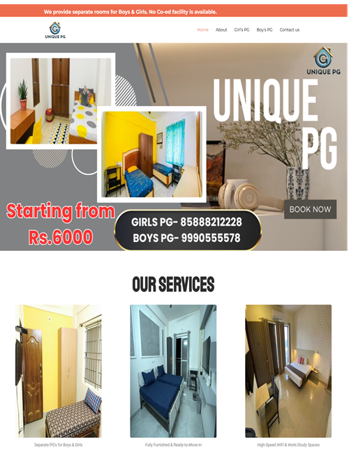 UNIQUE PG 
Service/PG